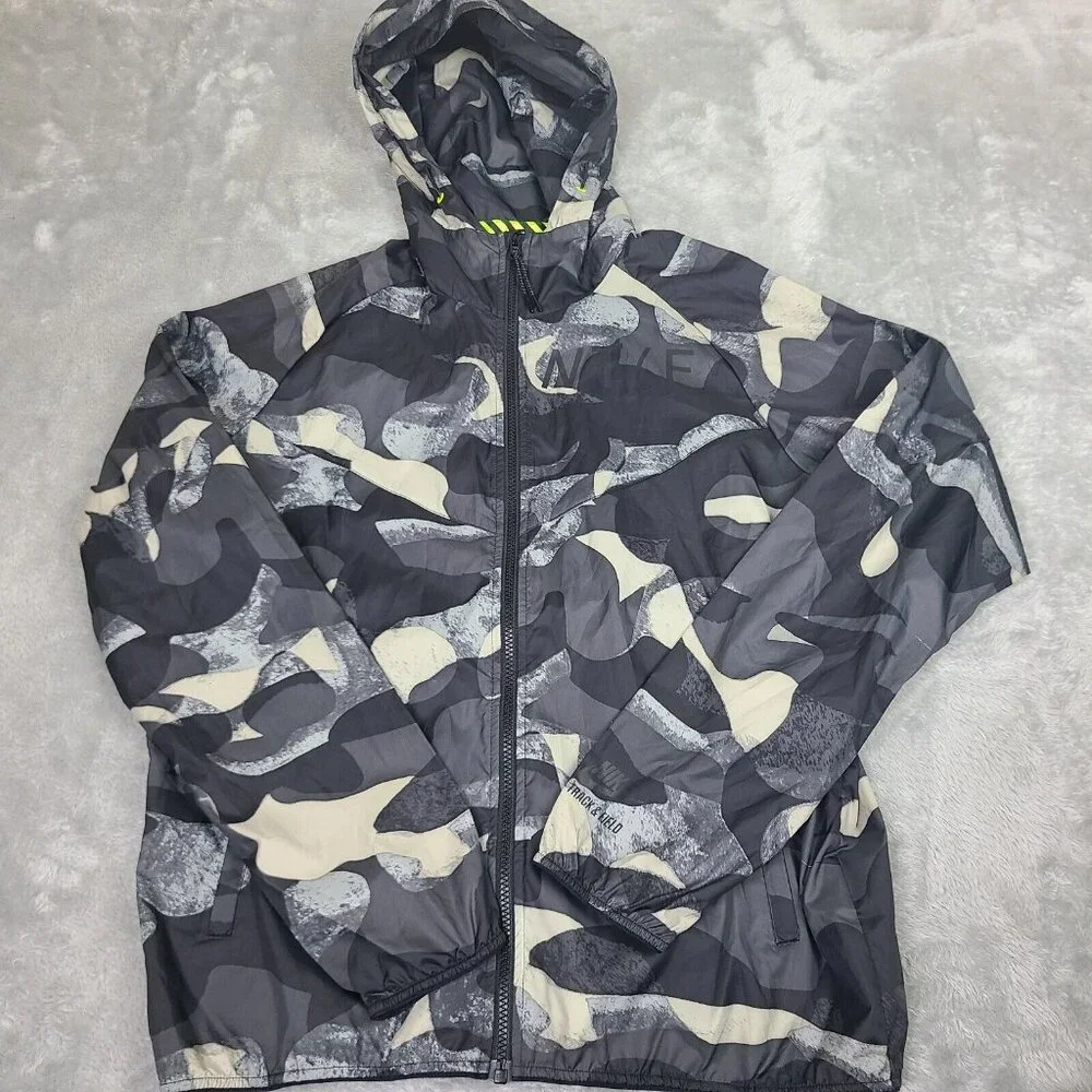 Nike Fullzip Hoodie Windbreaker Camo Black/Gray 687593-010 Size‎ Medium